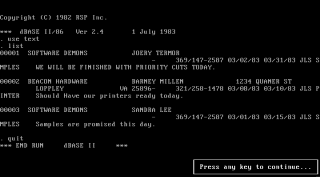 dBase terminated