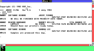 Windows 1.0 running dBase in a window
