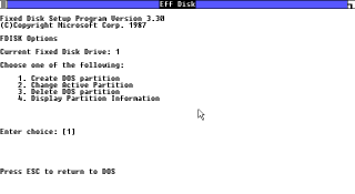 Windows 1.0 with fdisk maximized