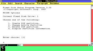 Windows 1.0 showing text pasted into Write
