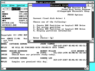 Windows/286 running two apps at once
