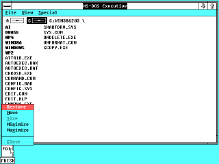 Windows/286 showing an icon menu