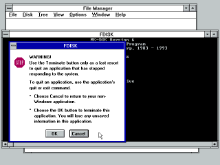 Windows 3.1 terminating an app